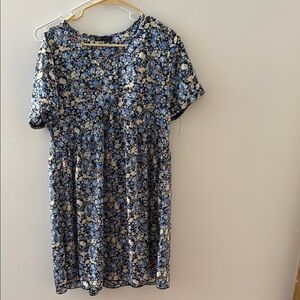 Blue Floral Short Sleeve Dress! Never worn